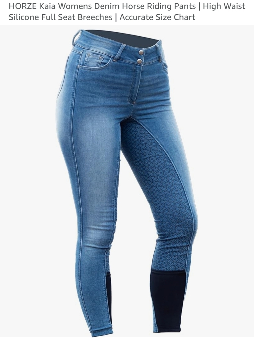 Horze Kaia High-Waist Women's Denim Jeggings - Blue Nwt